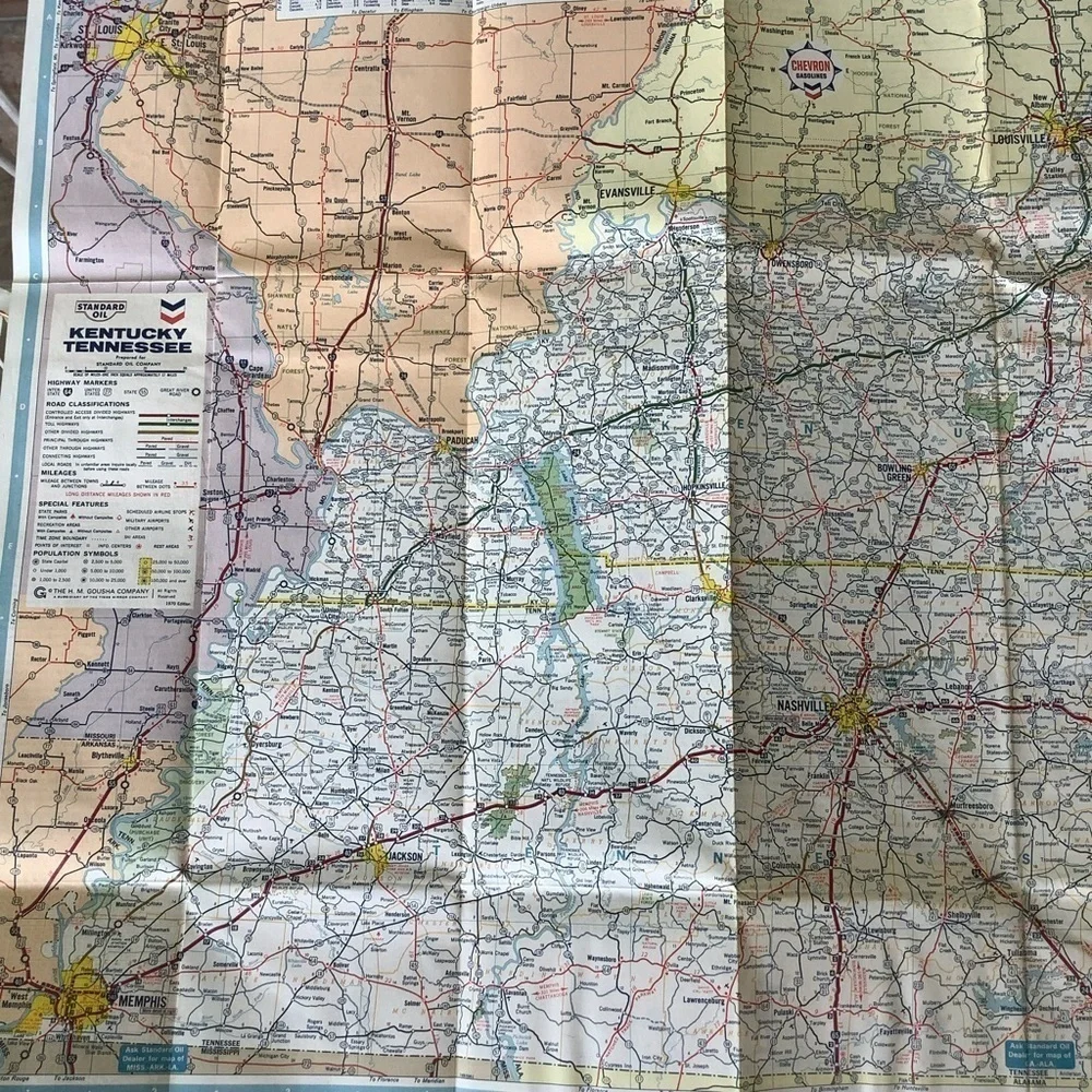 Vintage Kentucky Tennessee Standard Oil Road Map